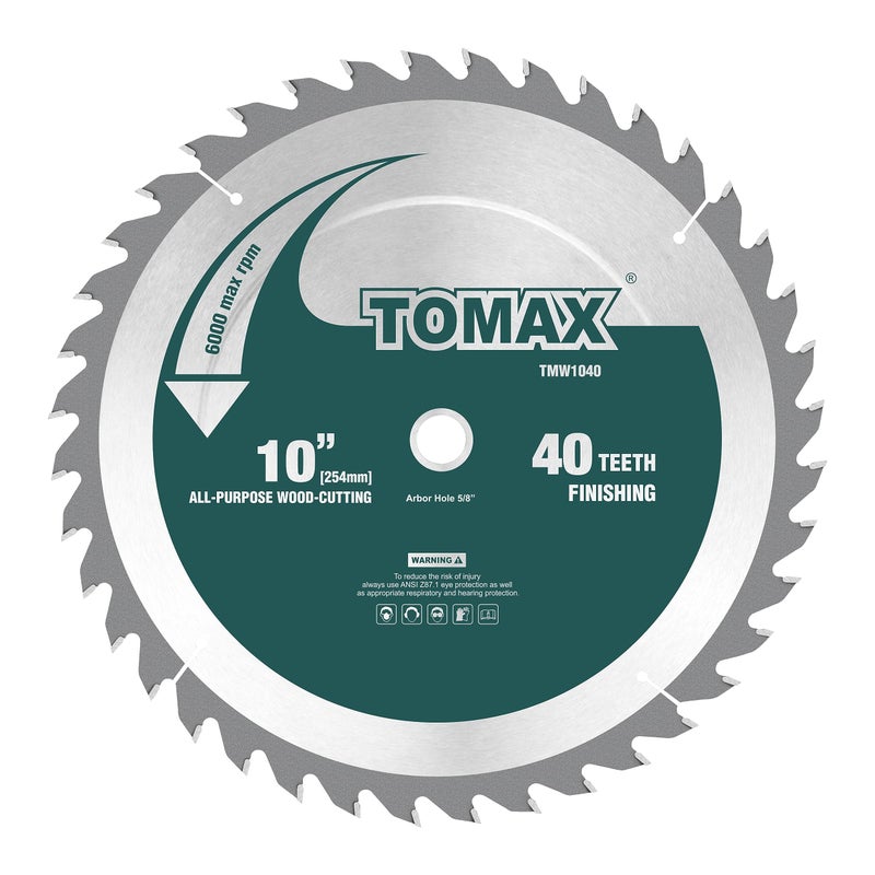 TOMAX 10-Inch 40 Tooth ATB Finishing Saw Blade with 5/8-Inch Arbor - Image 1